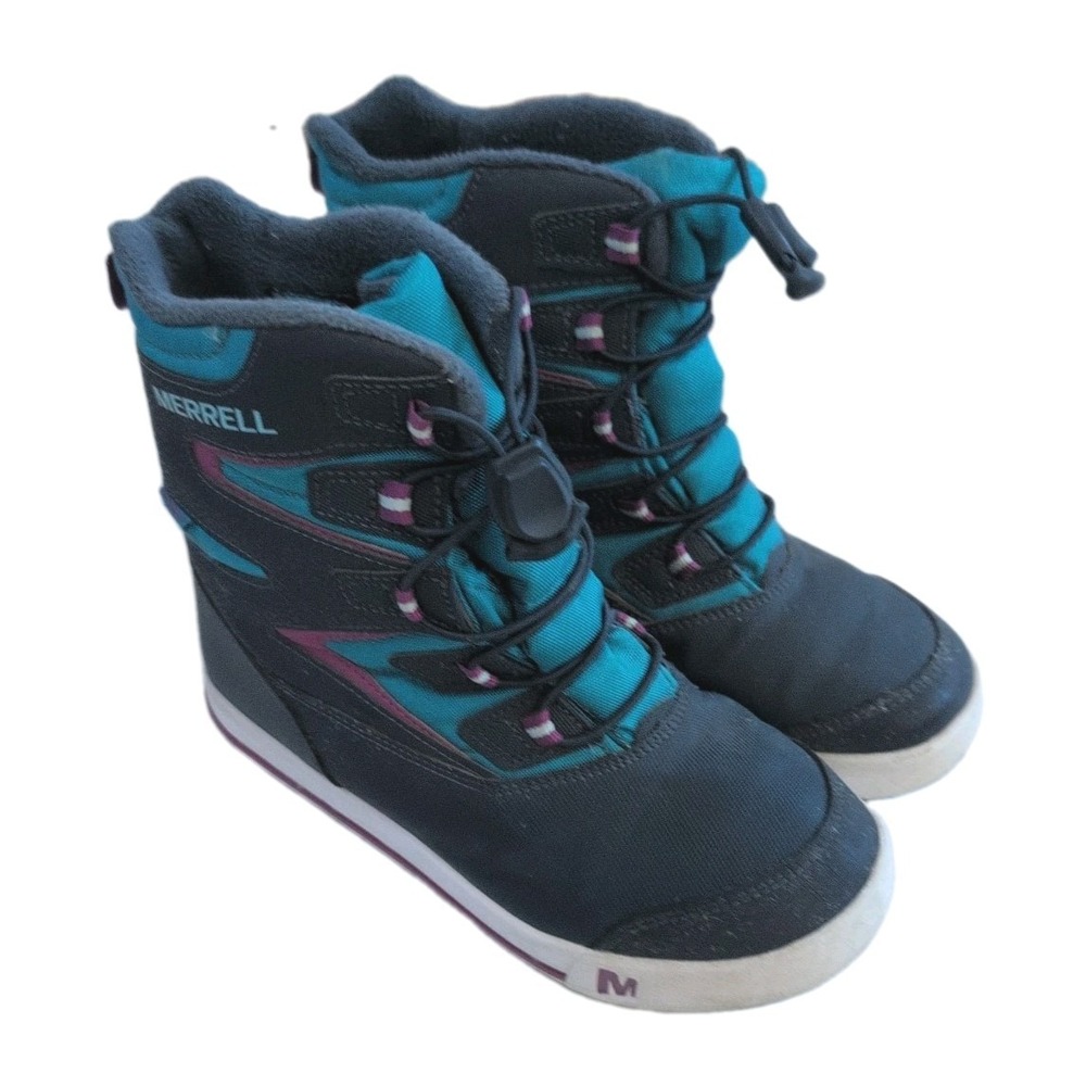 Merrell Snow Bank 3.0 Kid's Waterproof Winter Boots Navy Turquoise Size 3M EU 34